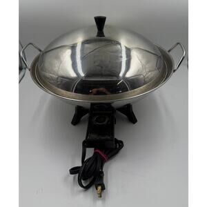 Vintage Farberware Electric Wok Fry Pan Stainless Steel *Tested*